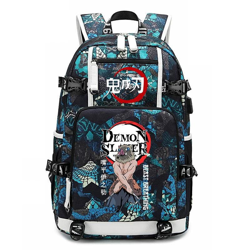 Demon Slayer Anime Print School Backpack Large Capacity Travel Bookbag for Boys Girls Kids Student