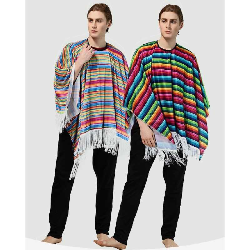 Mexický kostýmní plášť pro dospělé, ručně vyráběný, festivalové jevištní oblečení