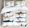 Shark Duvet Cover Set Types of Sharks Pattern Duvet Cover Set Bedclothes Pillowcase Double Queen King Size Polyester Bedding Set