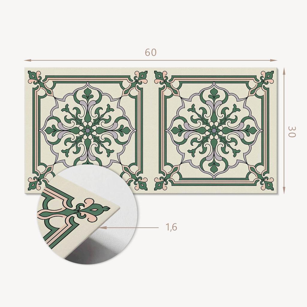 Naklejane Kafelki Dekoracyjne Do Szybkiej Odmiany Ściany Wzór Kwiatowy Z Ornamentami 6X60X30 Cm