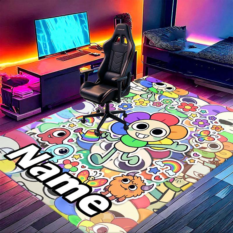 Custom Name Personalized Dandy's World Print Carpet, Versatile Home Decor Rug, for Playroom, Apartment, Balcony, Entryway, Hallway Gift