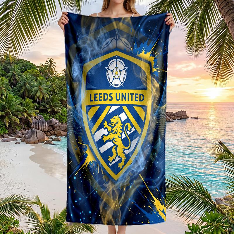 Leeds United Fußball Strandtuch Weiches Mikrofaser Sommerhandtuch Schnelltrocknendes Saugfähiges Handtuch für Strand Schwimmbad Reisen