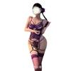 Sex Underwear Sexy Purple Uniform Hollow Halter Breathable Bra Thong Perspective Set Female Midnight Charm