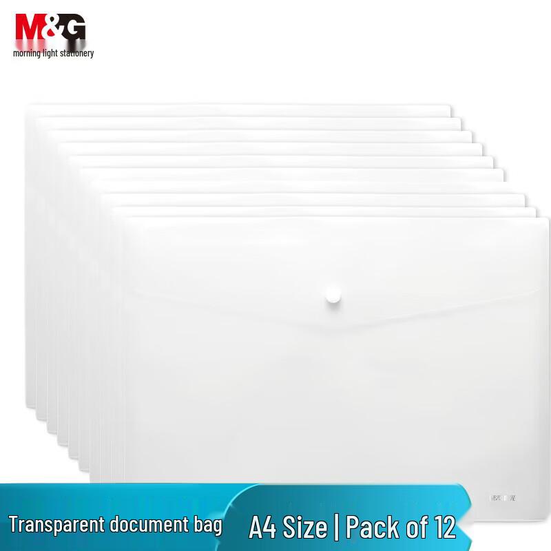M&G A4 Transparent Button File Bags