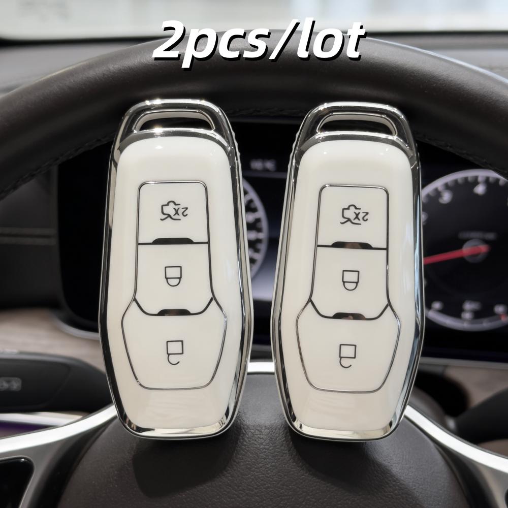 

2Pcs Car Key Case Covers For Ford F-150 Mondeo Galaxy S-Max Explorer Ranger