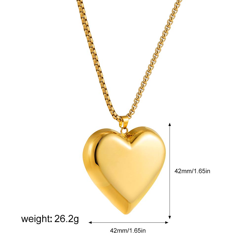 Stainless Steel Gold Plated Minimalist Peach Heart Pendant Necklace Fashion Clavicle Chain for Women Girl Jewelry