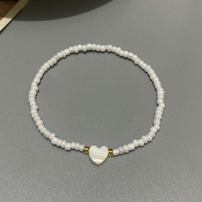 Small Glasses Beads Bracelet for Girl Women Nature Shell Love Heart Hand Jewelry Gift for Friend
