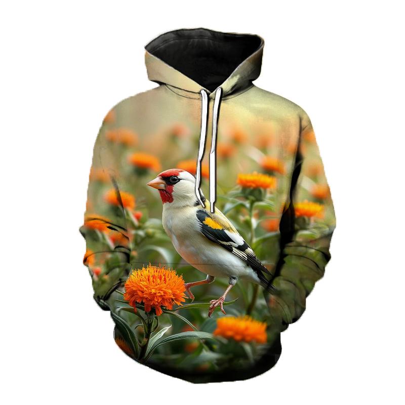 Qush naqshli xudili, Chug'urchuq 3D bosma, erkaklar, ayollar, moda, uzun qisma, kapyushonli sviterlar, katta o'lchamli Y2k pulover, erkaklar uchun top kiyim
