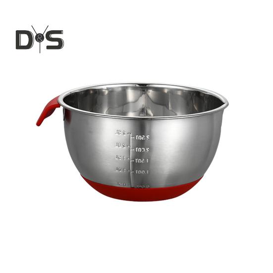 Stainless Steel Salad Bowl with Scale Mark Polished Surface BPA Free Easy To Clean Dishwasher Safe Multifunctional Mixing Bowl