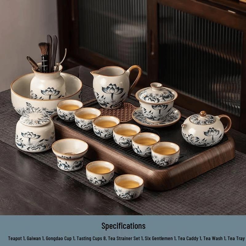 Cha Xun Ru Kiln Lotus Gongfu Tea Set