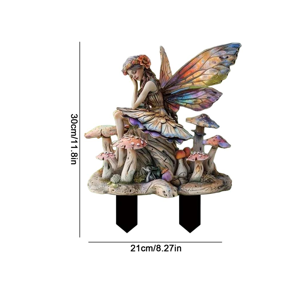 Elf Flower Pot Insert Plaque,Bohemian Fairy Flower Pot Decoration,Garden Fairy Statue, Fairy Garden Flower Pot Accessories