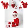 Adorable Christmas Baby Knitted Romper Jumpsuit Outfit W/ Santa Claus Sweater Hat