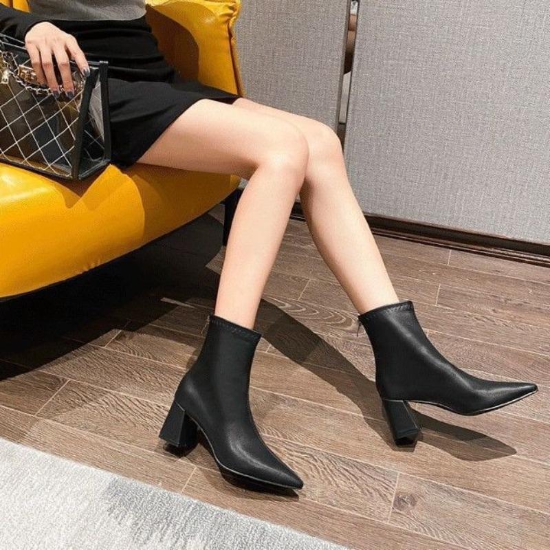 Luxury Women's Boots Sexy Pointed High Heel Leather Boots Slim Design Women Ankle Boot Elegant Banquet Formal High Heeled Boots