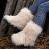 New Color Plush Medium Tube Snow Boots Women's Large Size Fluffy Women's Boots Sizes 36-44
