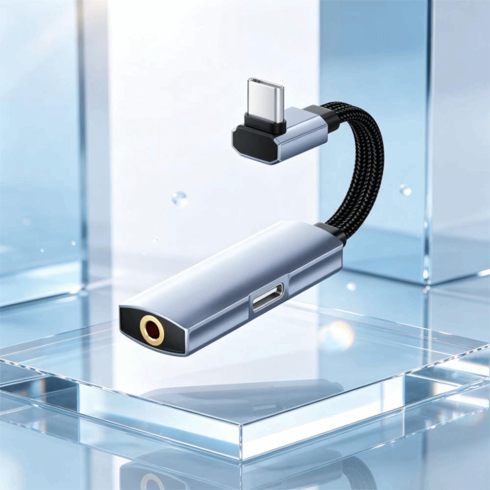 PD 60W Fast Charging Type-C To 3.5mm Adapter 2 in 1 Audio Adapter Headphone Adapter Headphone Use