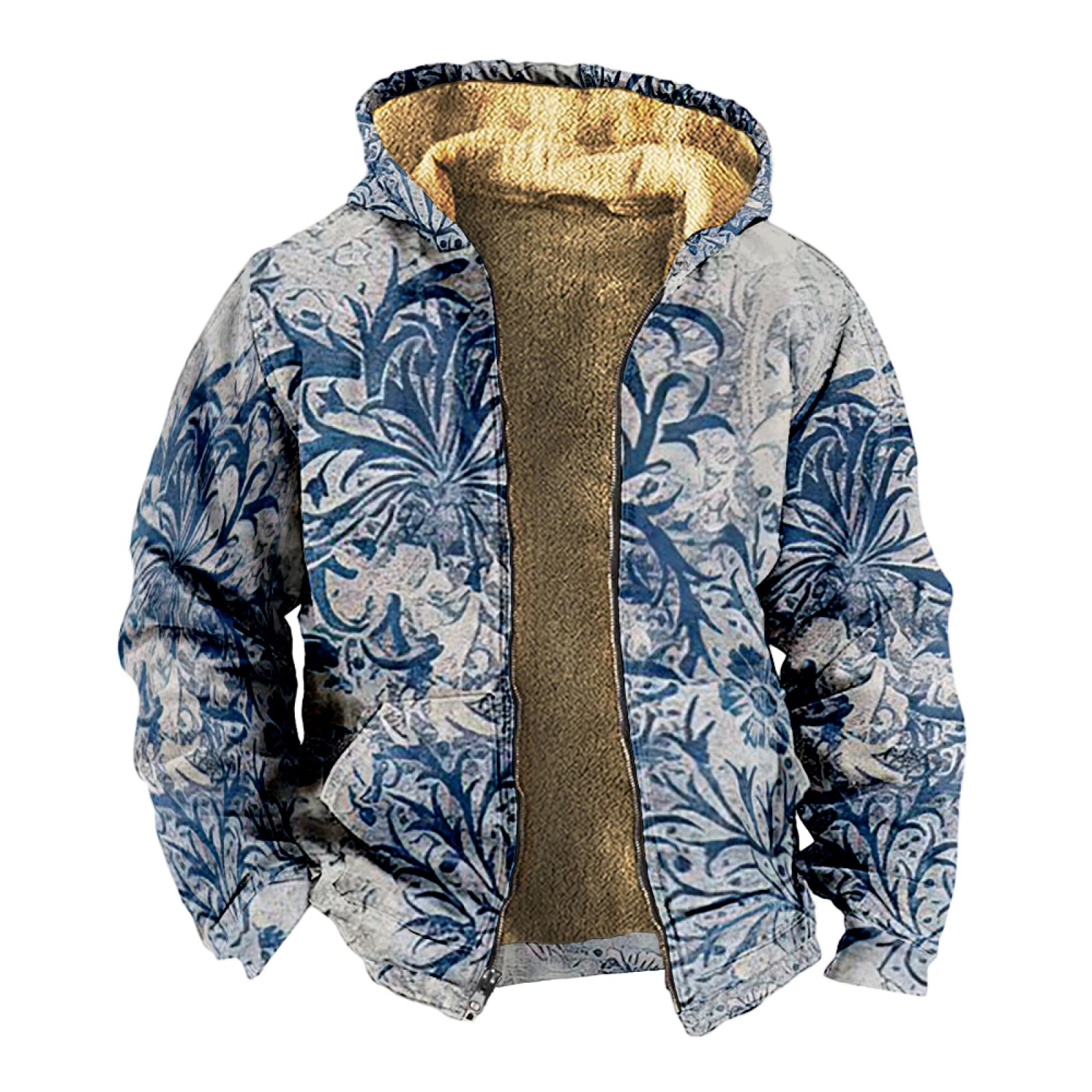 

Мужской индивидуальный повседневный свитер на молнии с длинным рукавом и принтом, толстый хлопковый костюм, зимний костюм XL синий