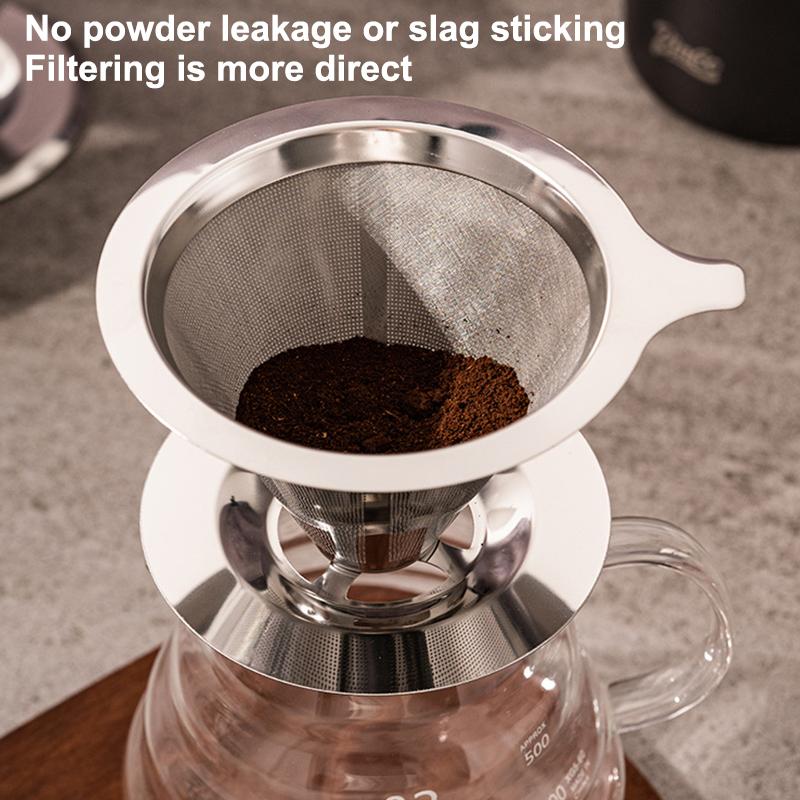 Stainless Steel Pour Over Coffee Filter Ultra Fine Mesh Space Saving Reusable Dripper for Office Staff Coffee Making
