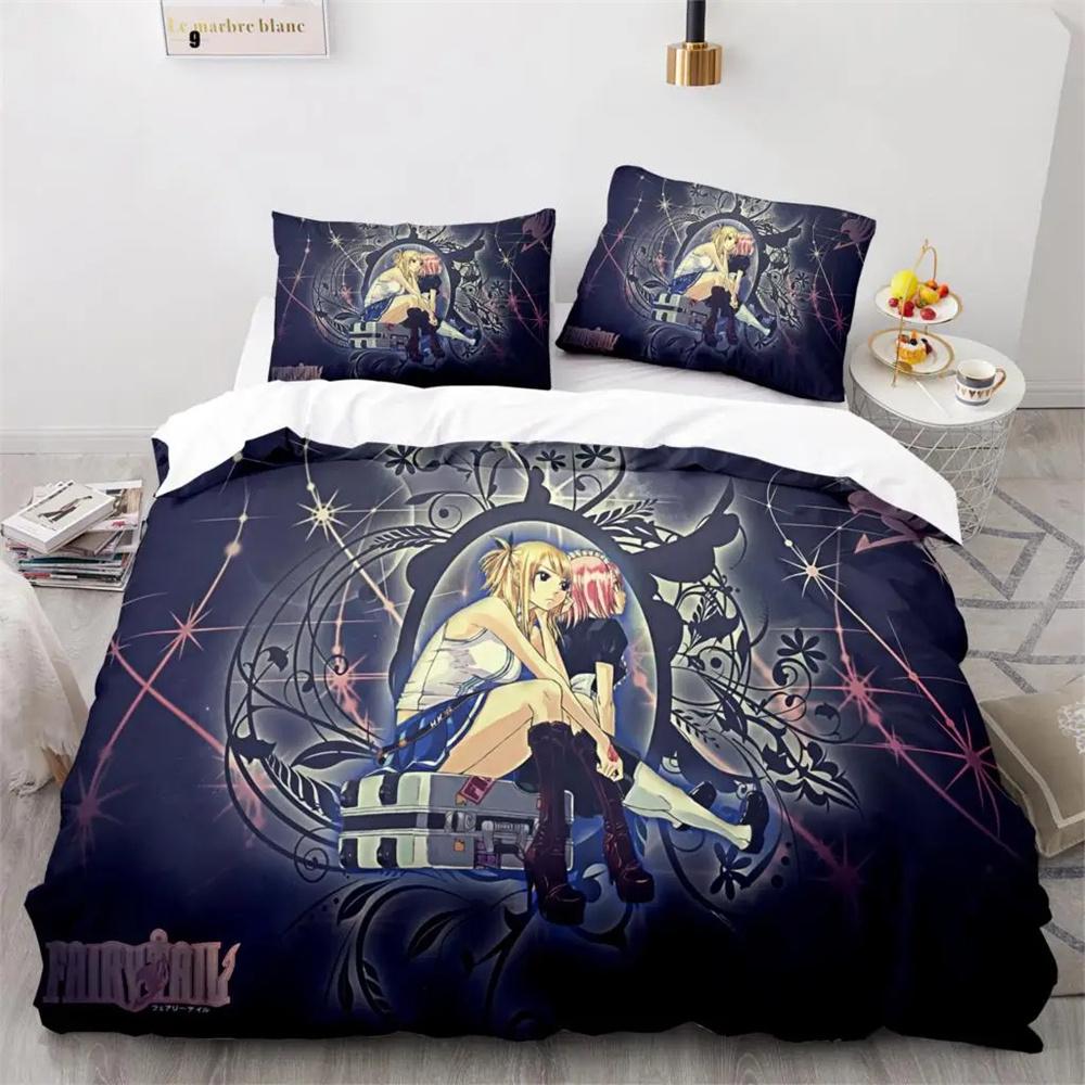 3D-Druck Fairy Tail Natsu Anime Bettwäsche-Kollektion Doppel Einzel King Bettbezug Decke Kissenbezug Jungen Mädchen Erwachsene Schlafzimmer