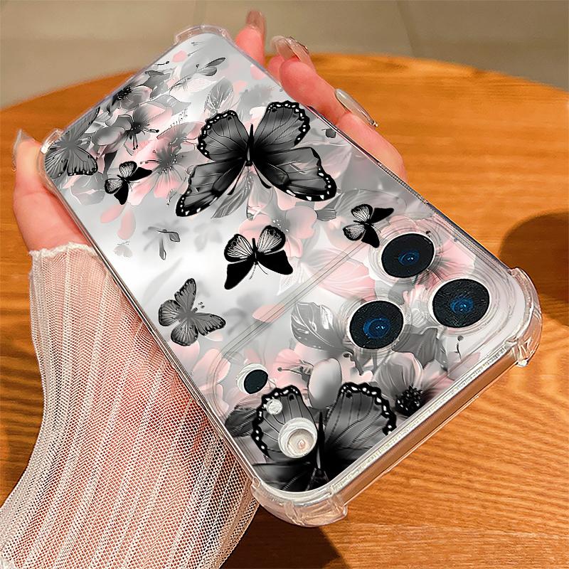 Multi-color Butterfly Pattern Case For iPhone 17 Pro Max Coque iPhone 16 15 14 13 Pro Max 11 Shockproof Clear Soft Silicone Cover