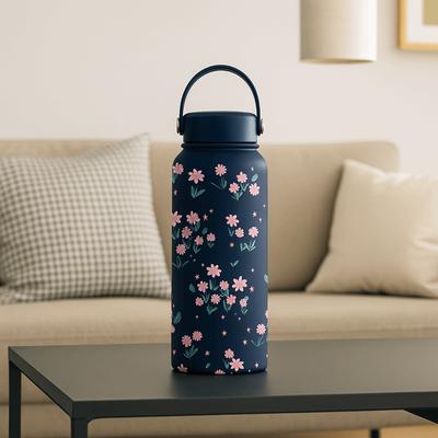 Creative Thermal Water Bottle Portable Stainless Steel Outdoor Insulated Mug Leak-proof Large Capacity Floral Insulated Bottle
