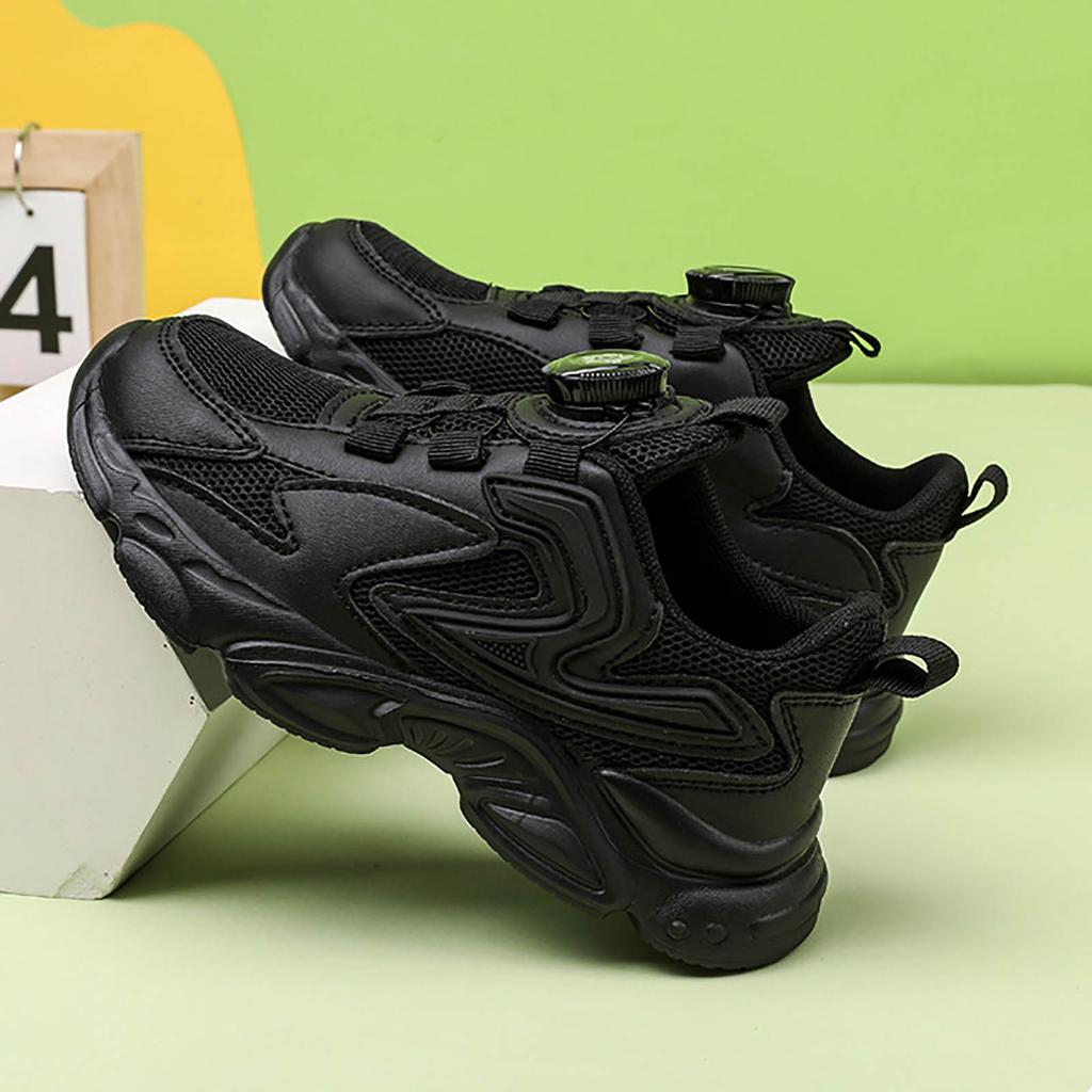 Boys Girls Students School Black White Sneakers Kids Breathable Mesh Walking Running Tennis Trainers Sports Shoes Size 28-39