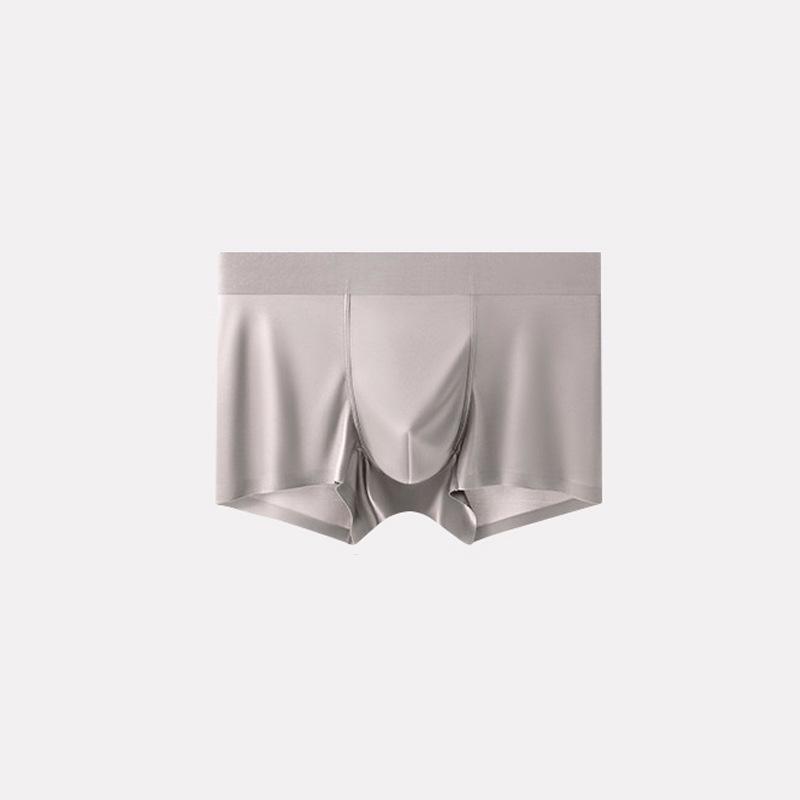 High-End Men's Seamless Boxer Briefs: Light Luxury Satin & Ice Mulberry Silk with Antibacterial Crotch