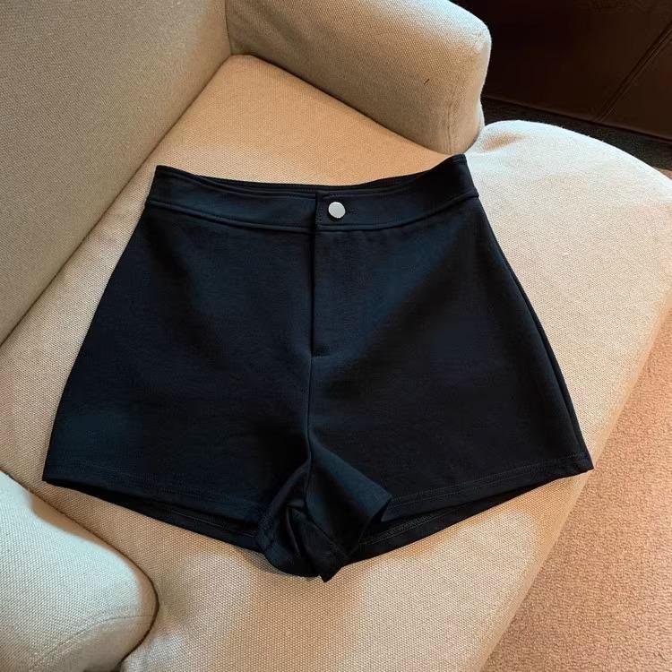 2024 Spring/Summer Women's High Waist Slimming A-line Black Elastic Hot Pants Shorts