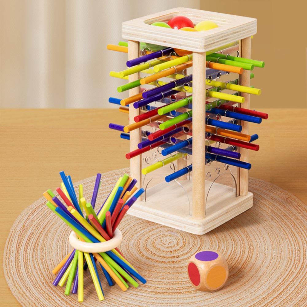 Early Education Wooden 3-in-1 Stick Game Color Cognition Parent-Child Board Game Concentration Balance ToyToy MHWJ-MMM0078