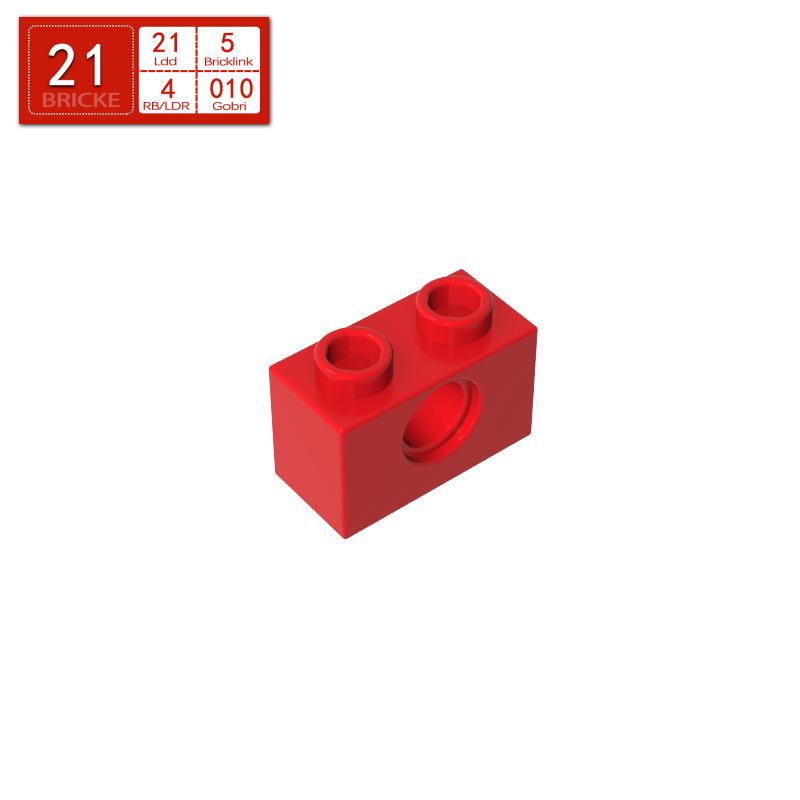 BRICKE 1x2 Brick with Hole - Compatible with Lego, MOC Loose Parts, Small Particle Building Blocks