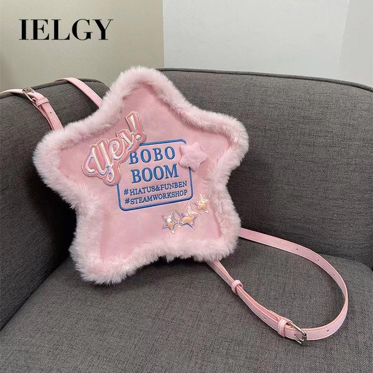 

IELGY Женский рюкзак с вышивкой в ​​виде пятиконечной звезды, сумка-мессенджер розового цвета с буквами