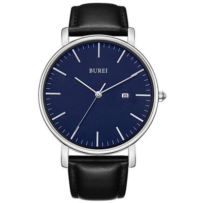 BUREI Men’s Slim Leather Watch BND613, Elegant