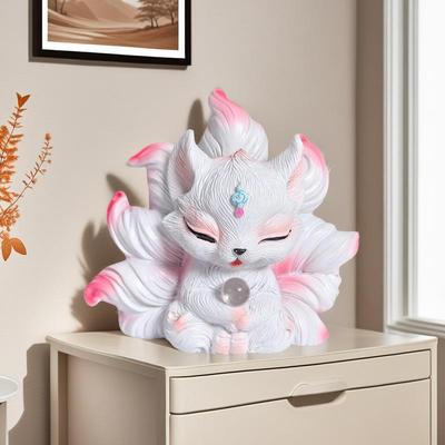 Nine-Tailed Fox Resin Car Decor and Outdoor Courtyard Ornament