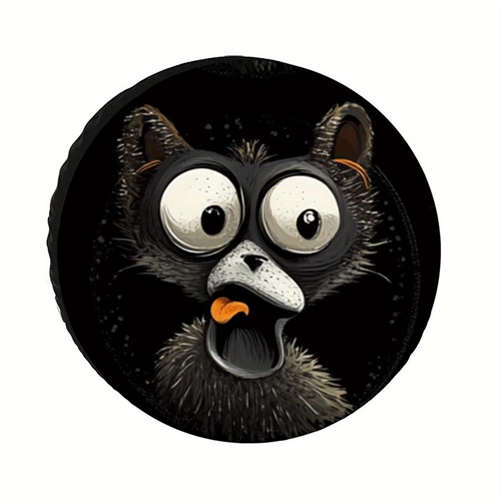 Whimsical Cartoon Animal Spare Tire Cover - Durable Polyester Windproof & Dustproof Fit With Elastic Edges, Playful Design For C