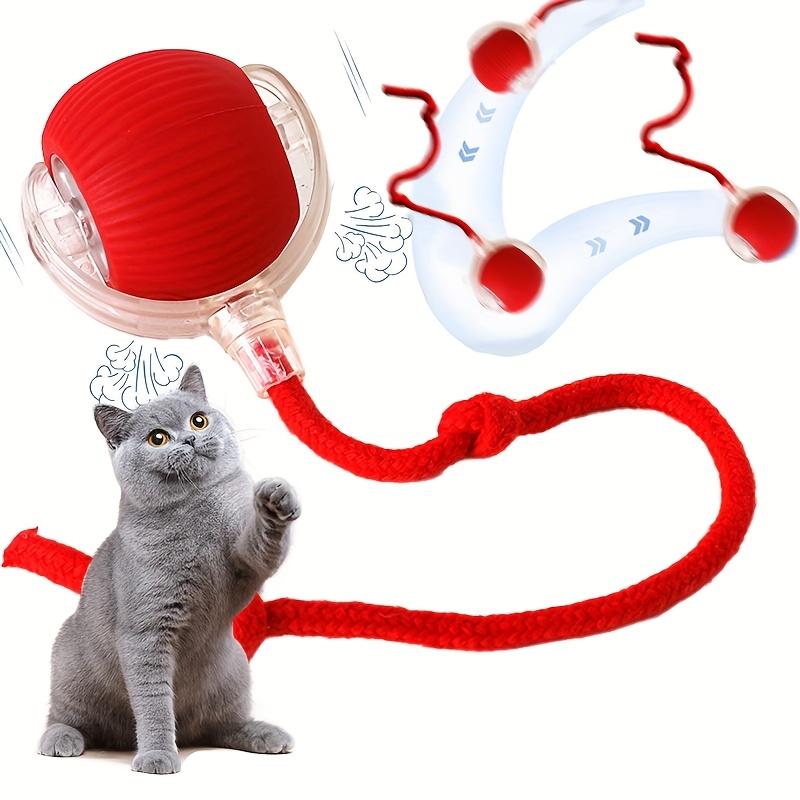 Interactive Cat Toy Ball, Smart Mobile Electric Cat Toy Rolling Ball, USB Interface, with Tail Rope, Fun Cat Toy.