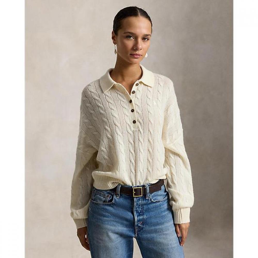 Polo Ralph Lauren Women Cable Wool Cashmere Polo Collar Sweater Wmposwenc0216581