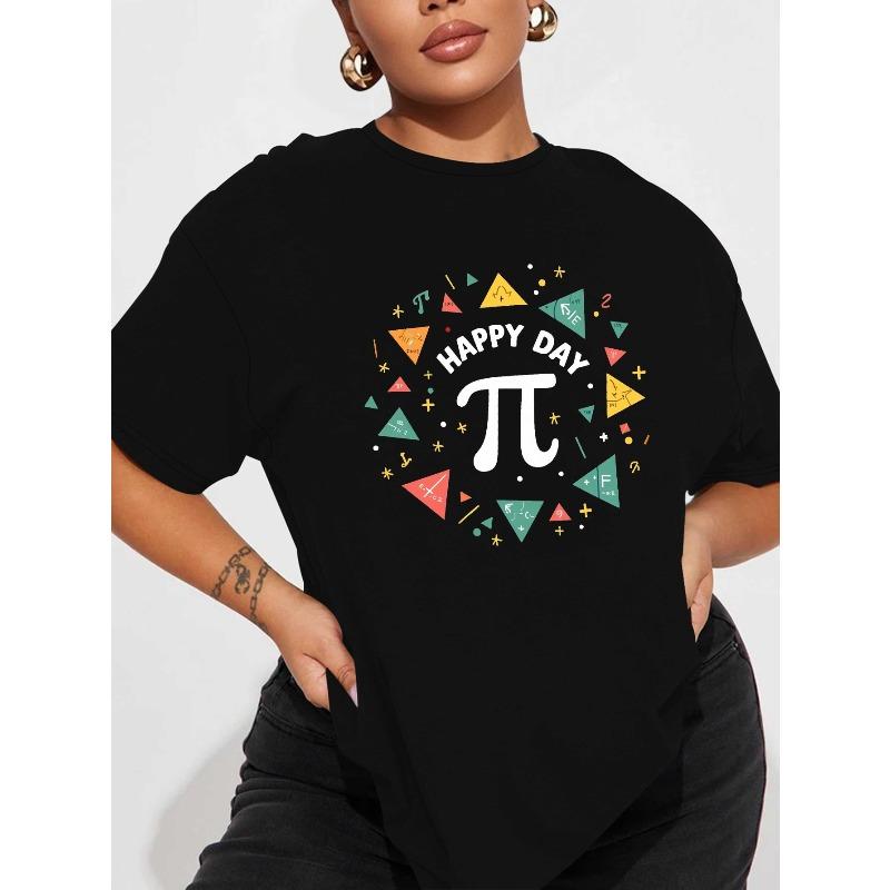 

Happy Pi Day Women S Short-Sleeved T-Shirt | Geometric-Pattern, Crew Neck, Casual Style S чёрный