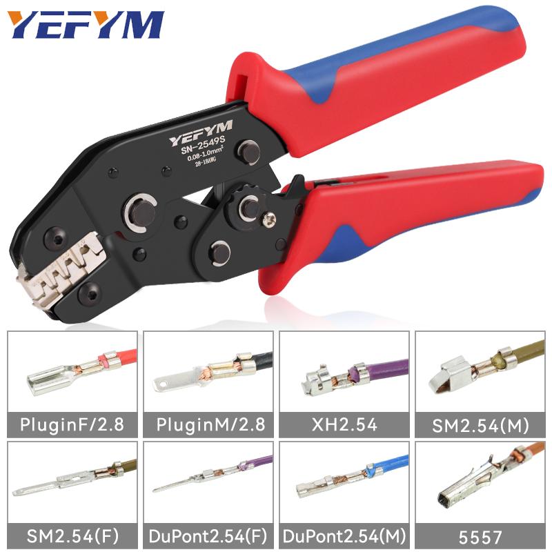 Ratcheting Wire Crimping Tools SN-2549S for JST ZH 1.5mm, PH 2.0mm, XH 2.5mm, Dupont 2.54mm Pitch Open Barrel Terminals, AWG28-18 (0.08-1.0mm²)
