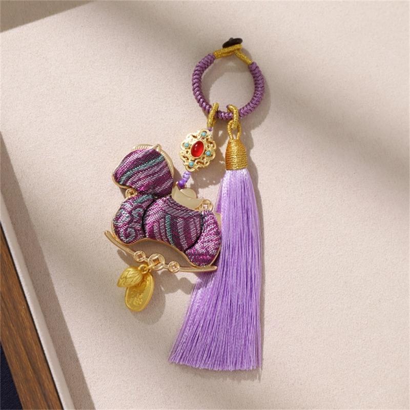 Exquisite Hand Crafted Keychain Featuring Delicate Tassels And Auspicious Horse Year Design Bag Hanging Decoration