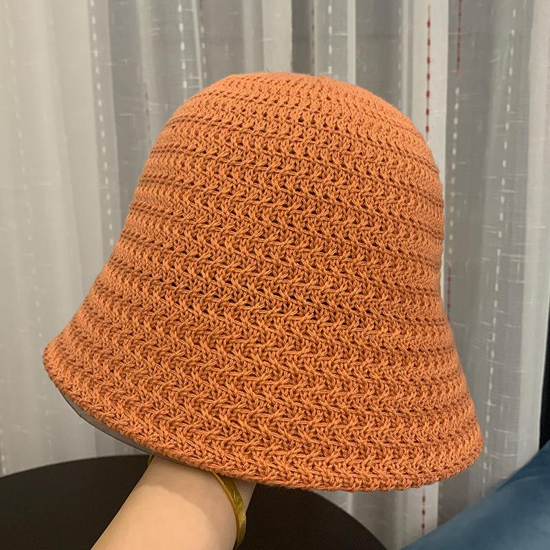 Wind Dome Solid Color Knitted Bucket Hat Autumn and Winter New Bucket Hat Women's Sunscreen Face Cover Basin Hat