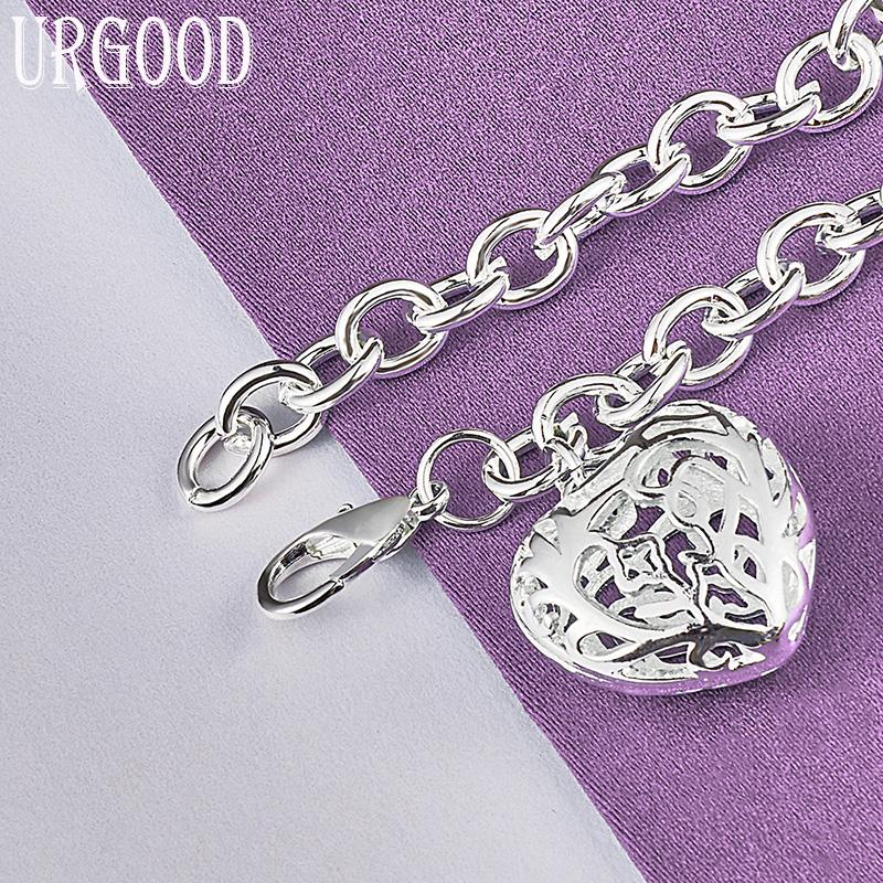 Bransoletka ze srebra próby 925 z pustym sercem na prezent modna biżuteria