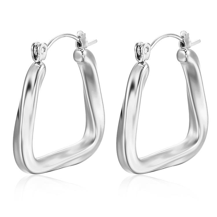 Temperament Titanium Steel Earrings Light Luxury Retro Triangle Earrings Creative Sense Smart Trend Irregular Earrings