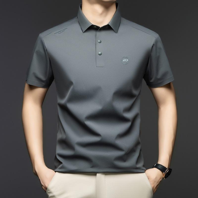 Polo Shirt Men'S Short-Sleeved Seamless Lapel-Neck Printed Business Casual T-Shirt Bottoming Shirt