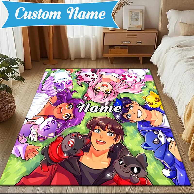Custom Name Fantasy Friends Aph-mau World Rug Game Carpet, Floor Mat for Bedroom Living Room Entryway Rug,Home Decor Idea Gift for Christmas birthday