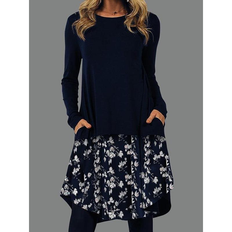 JPNTKY Moda Autunno Inverno Manica Lunga Girocollo Abiti Casual