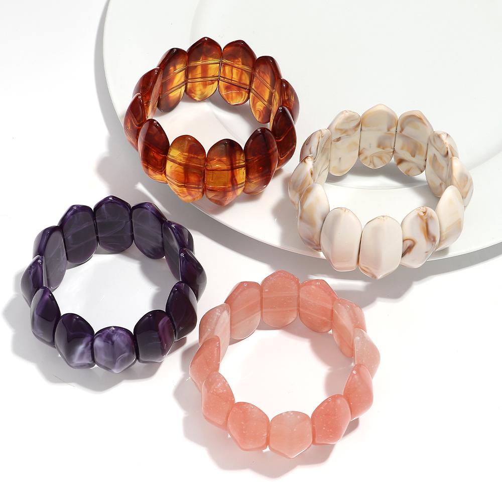 Vintage Acrylic Amber Elastic Geometric Bracelets Bangles for Women Stretchy Resin Big Cuff Bracelet Designer Jewelry 2025