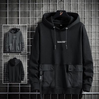 Casual for Spring Autumn Black Grey Hoodie Sweatshirt Men Hip Hop Skateboard Streetwear Clothes