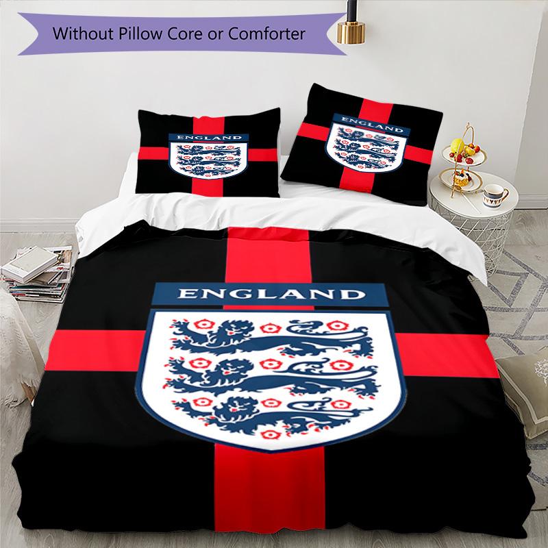 Set Copripiumino con Stampa Stemma Calcio Inghilterra – include 1 copripiumino e 2 federe coordinate Arredo Camera da Letto Regali di Natale