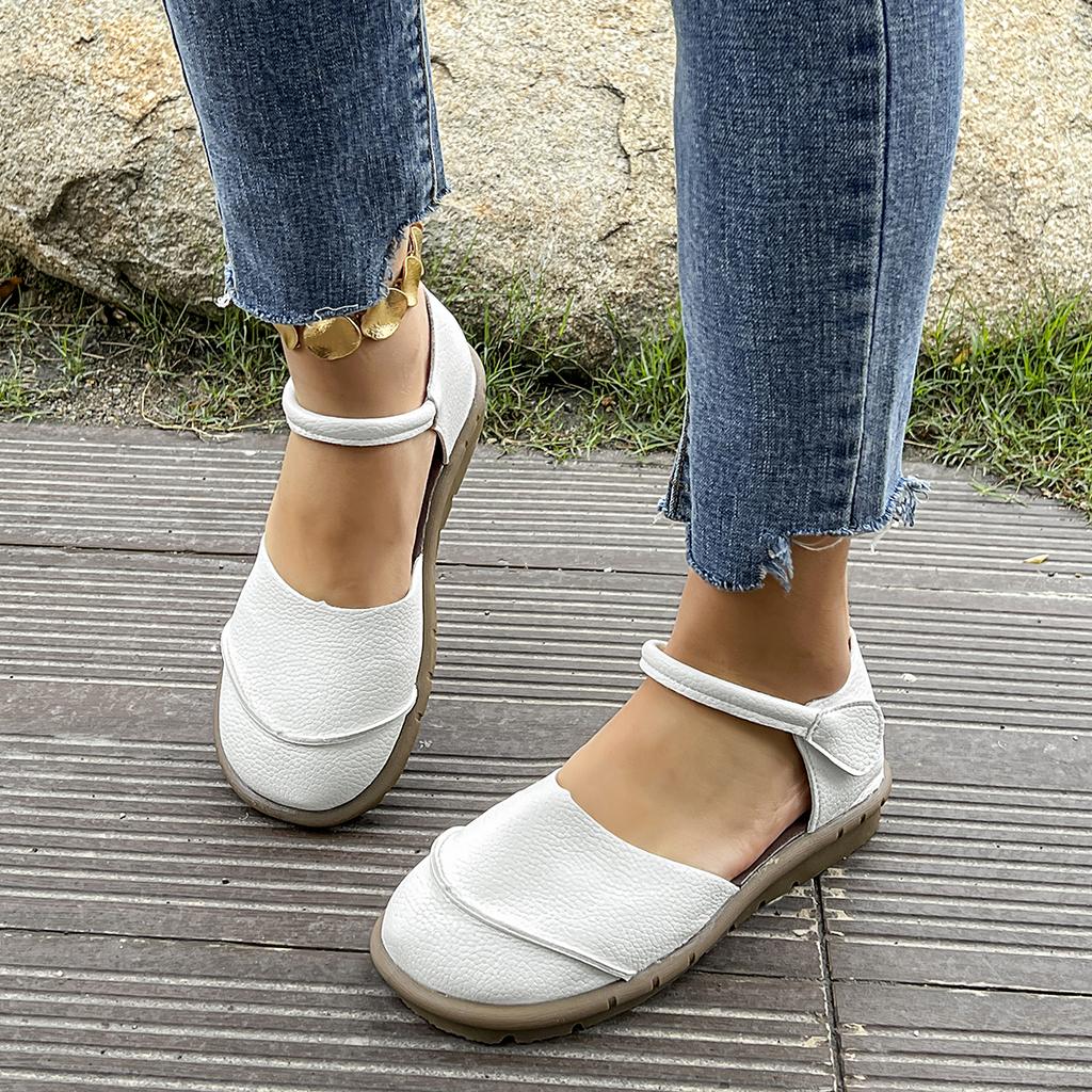 Women's head-to-toe flat sandals, summer new style retro wedge-style casual soft-soled mother's shoes, large size women's shoes