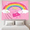 Peppa-Pig Print Tapestry, Backdrop, Easy Setup, Ideal for Bedroom, Office & Living Room, with Aesthetic Wall Hanging Decor.