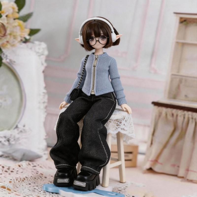Candy Color Knit Cardigan BJD Dolls 1/6 Scale Outfit Top Double Zipper Sweater